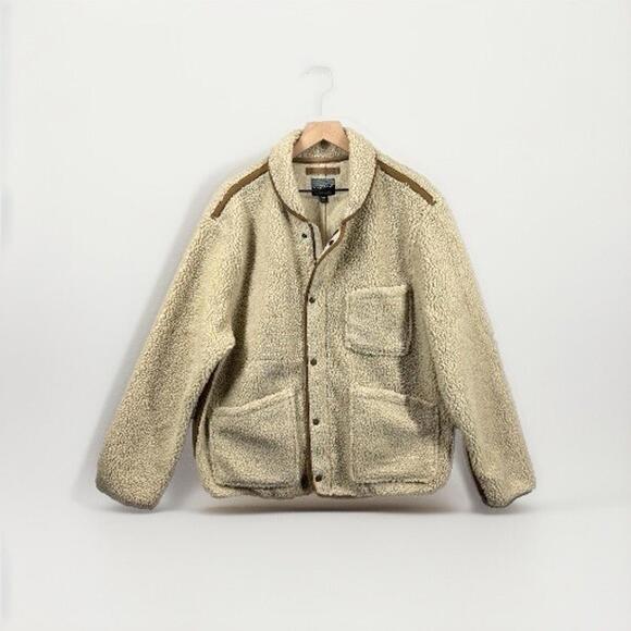 J. Crew Other - J Crew Nordic Sherpa Fleece Shawl-Collar Jacket Mens Sz XXL Full Zip Snap Front